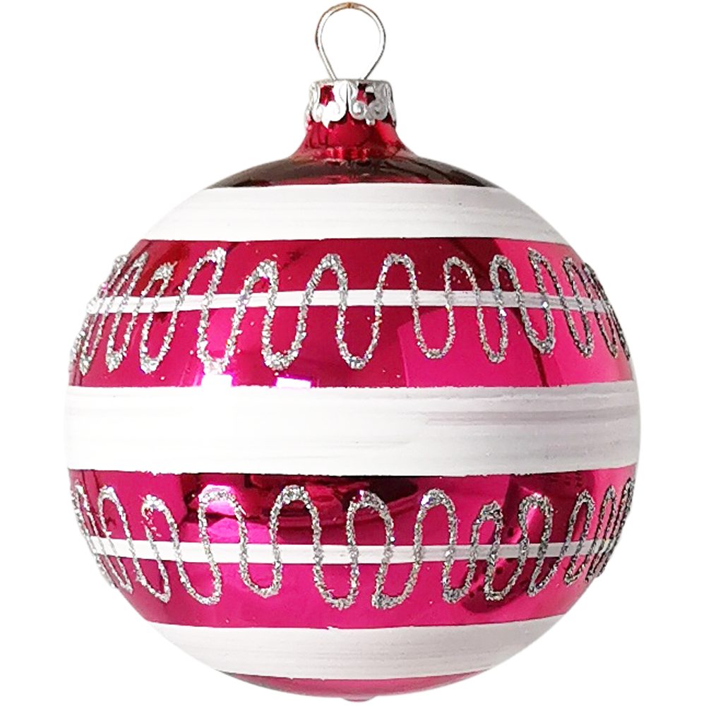 Schatzhauser Weihnachtsbaumkugel mundgeblasen, pink (1 Welle, St), Ø8cm handbemalt Christbaumkugel