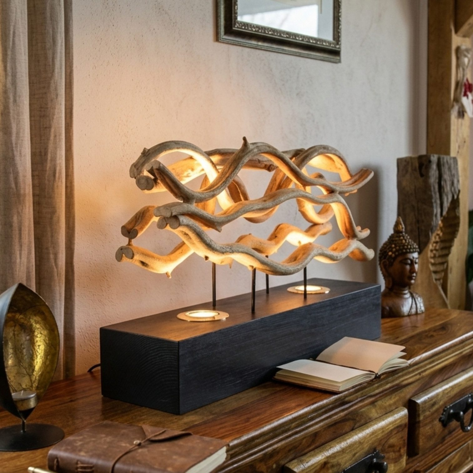 Kinaree LED Tischleuchte Tischlampe Lianenholz LED Spots Thailand, Nicht im Lieferumfang, LED Spot, Lianenholz, Naturprodukt, individuelle Einzelstücke