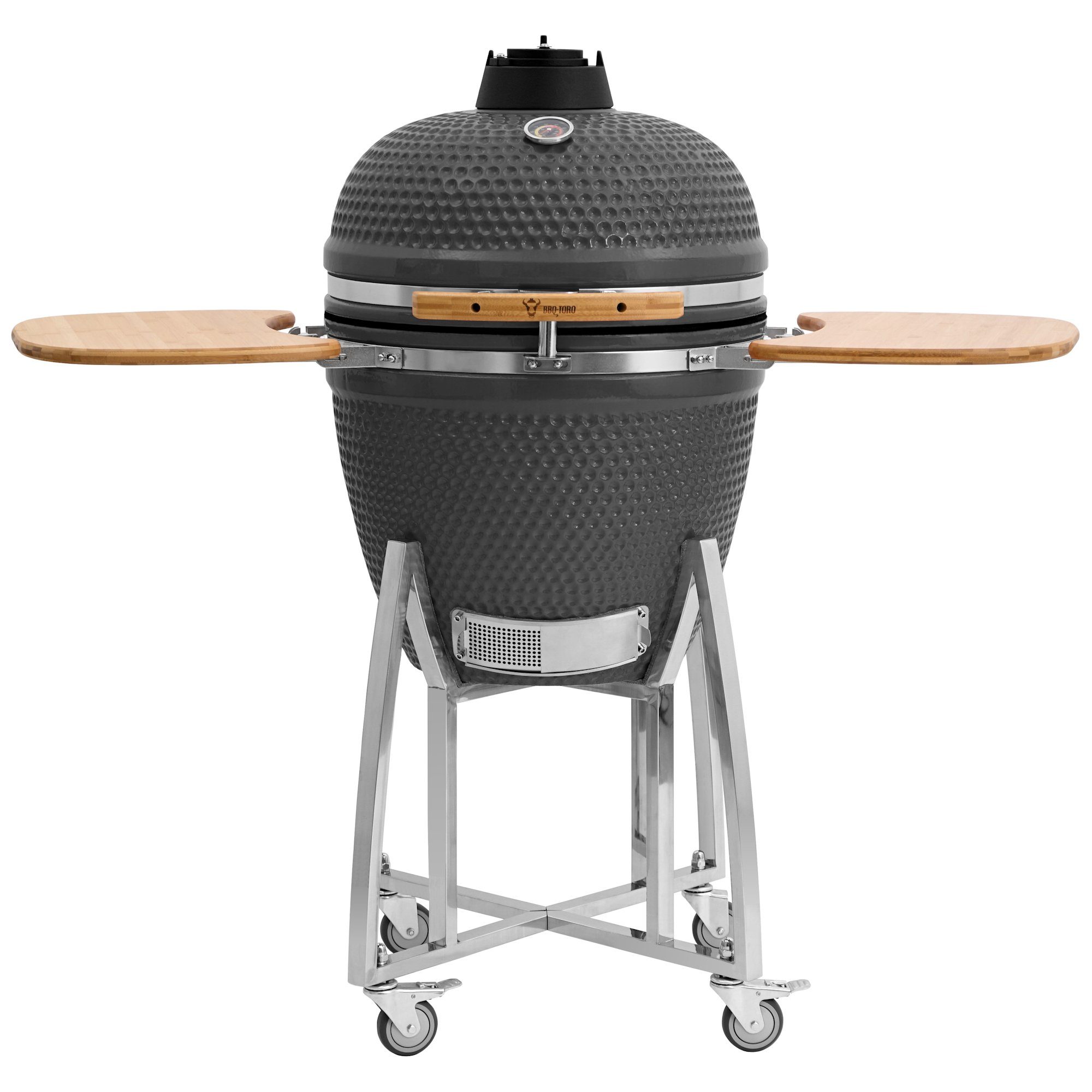 BBQ-Toro Keramikgrill Kamado Grill Holzkohlegrill "KURO" Ø 52 cm, Grau, Keramikgrill, High-End Holzkohlegrill, optimale Hitzespeicherung