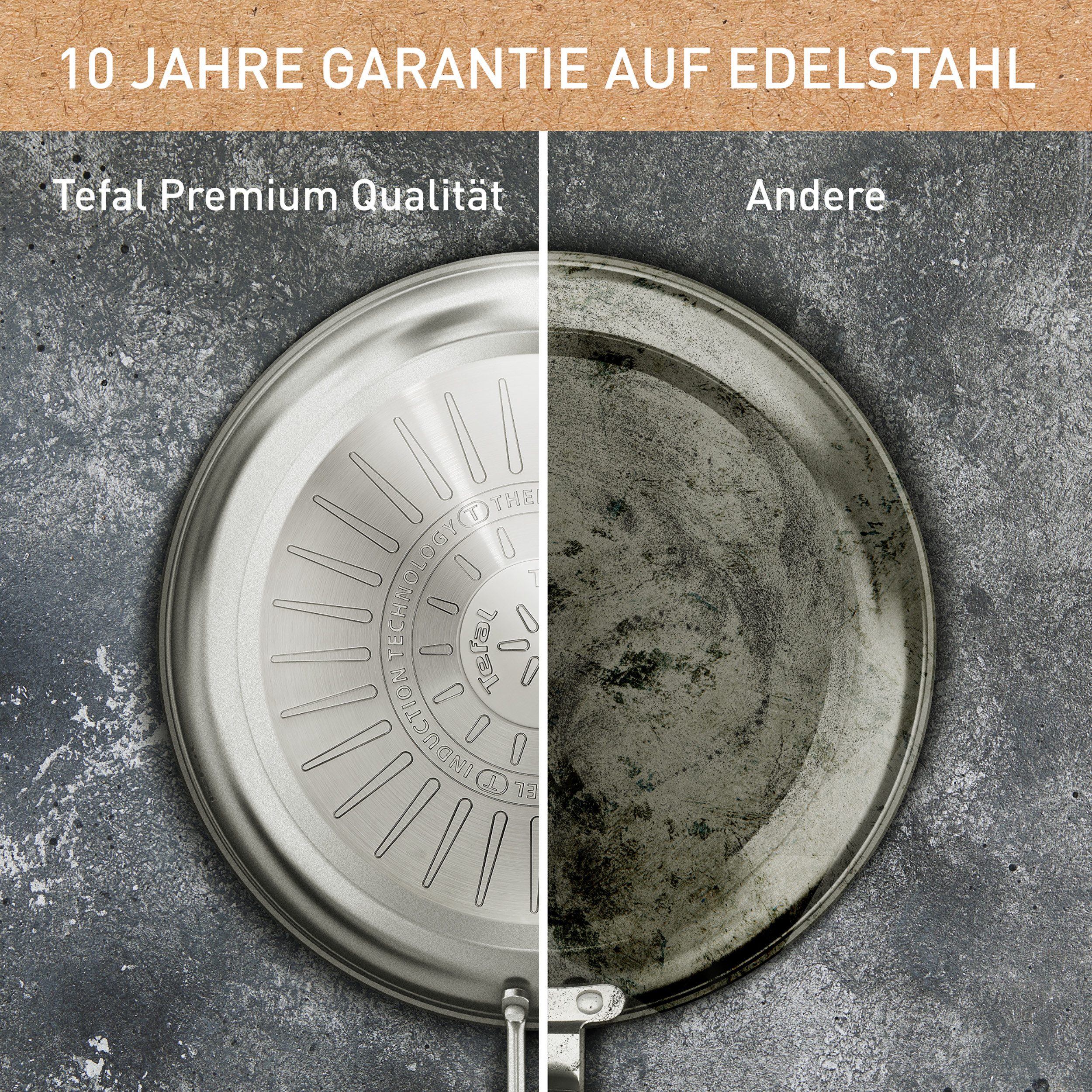 Tefal Bratpfanne Nordica, beschichtete Pfanne Induktion, Thermo-Signal-Technologie, Edelstahl, minimalistisches Design, robuster Griff, geeignet für alle Herdar – Bild 4 von 5