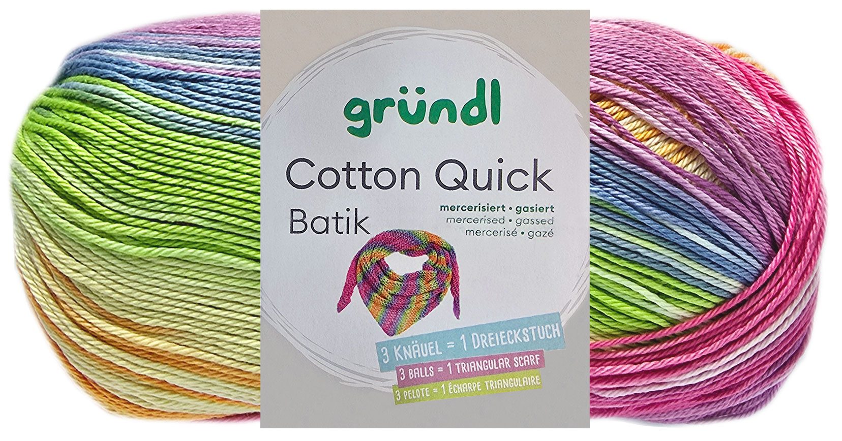 Häkelwolle 100 Gramm Gründl Cotton Quick Batik Farbauswahl