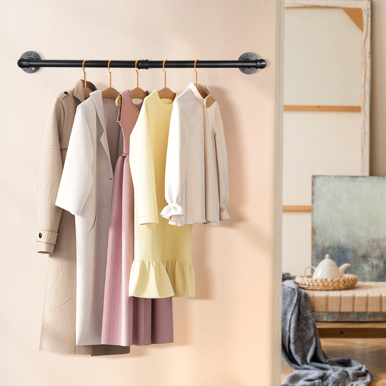 FUROKOY Garderobenständer Garderobe 2er Set Industrierohr Kleiderstangen 10 günstig online kaufen