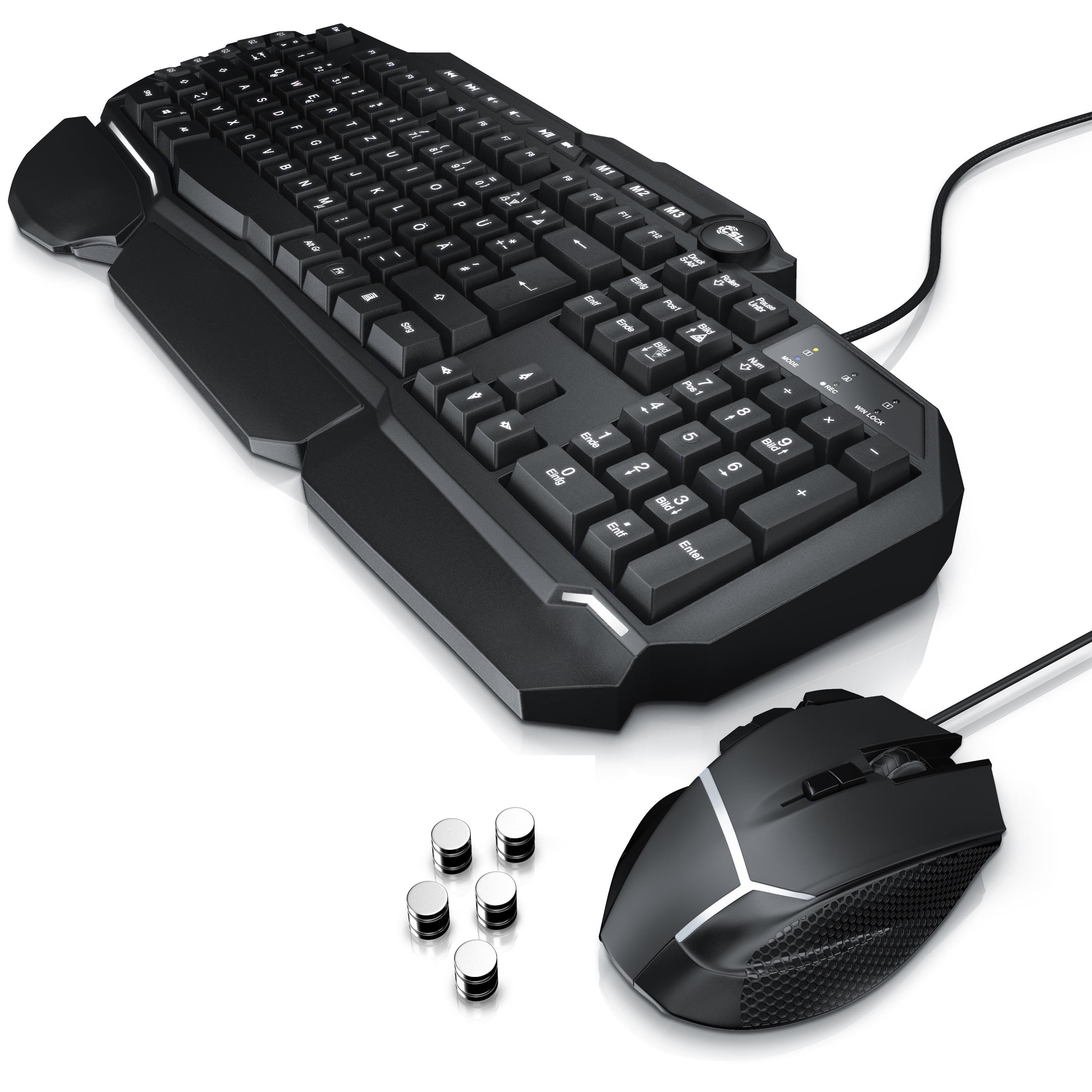 CSL Tastatur- und Maus-Set, Keyboard & USB Mouse Gaming Bundle MA104 +  HPM130