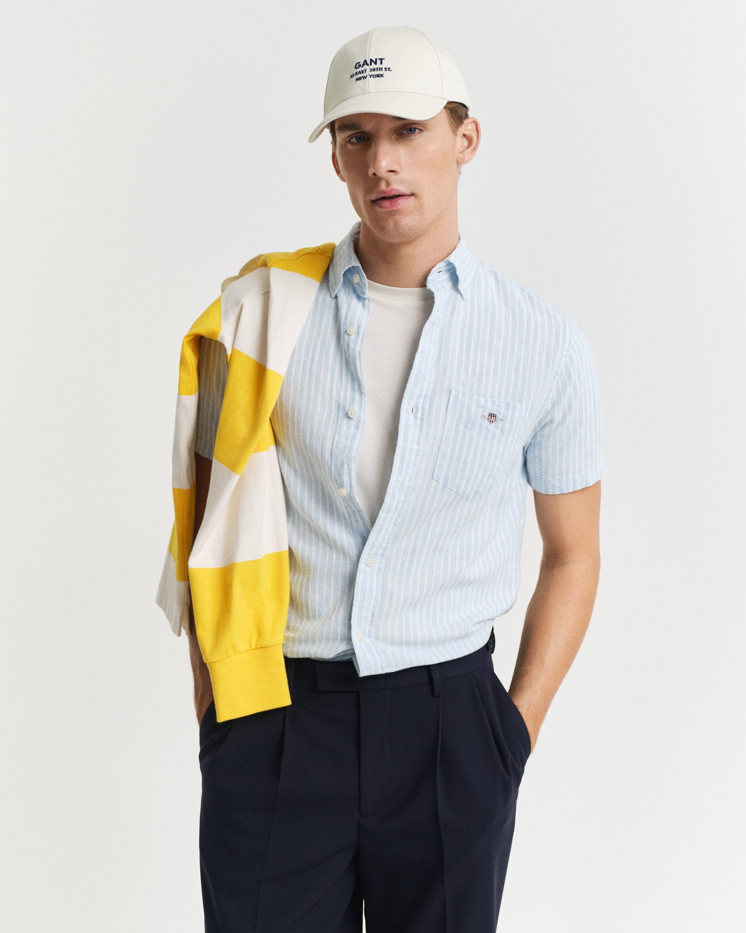 Kurzarmhemd REG COTTON LINEN STRIPE SS SHIRT