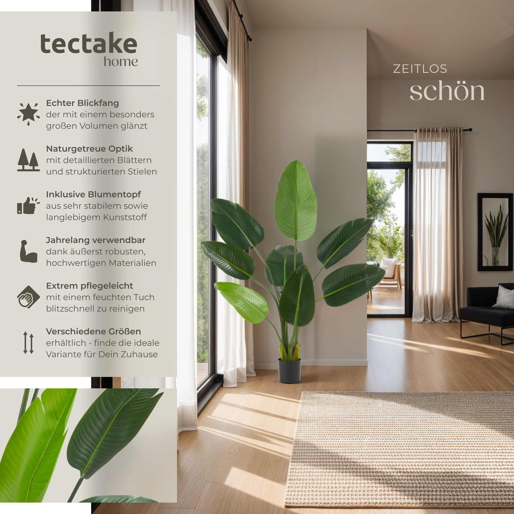 Künstliche Zimmerpflanze Künstlicher Paradiesvogelbaum, tectake, Höhe 120,0 günstig online kaufen