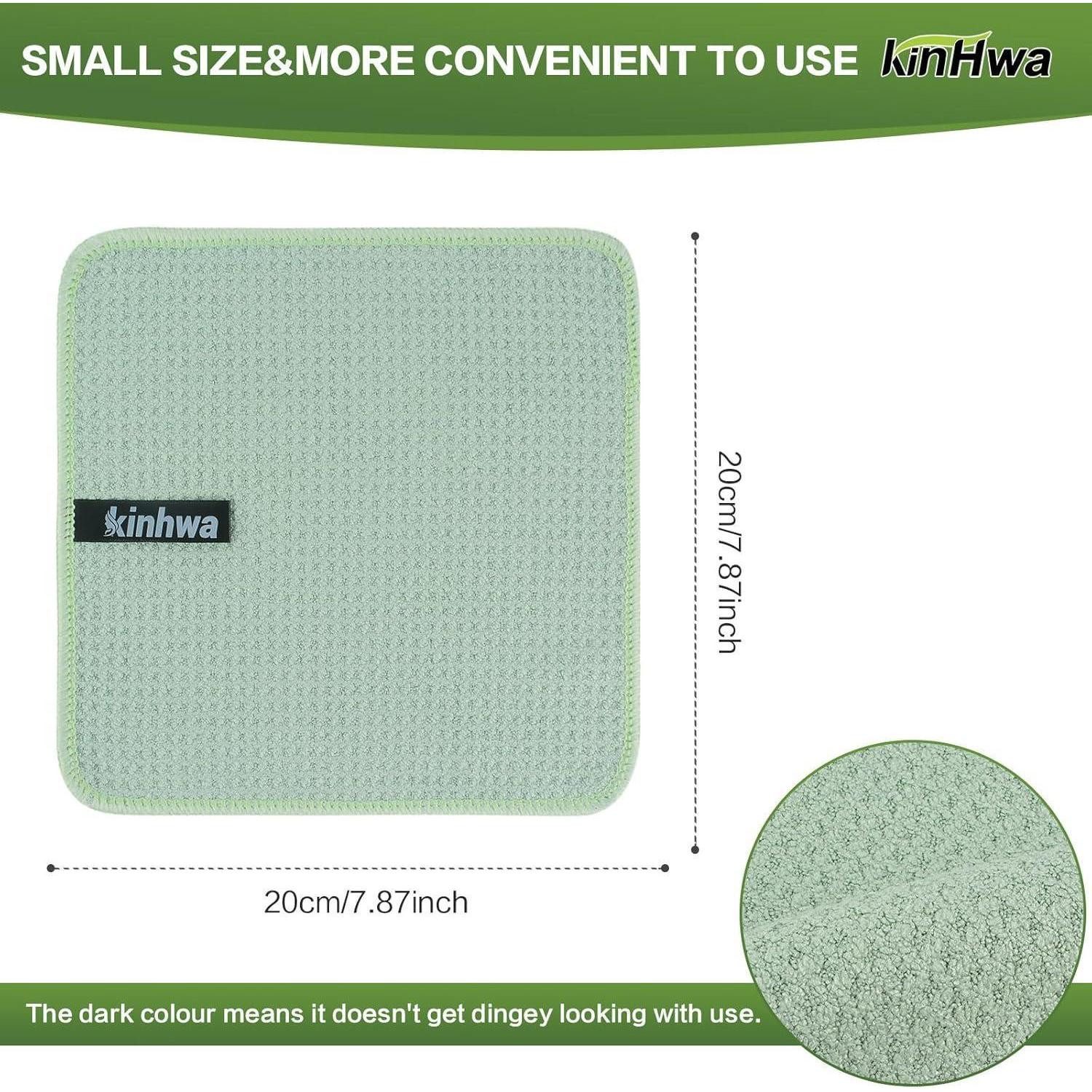 LuxusKollektion Spültuch Mikrofasertuch Waffeltuch fusselfrei Grün 6 Stück 20×20cm Mikrofasertuch