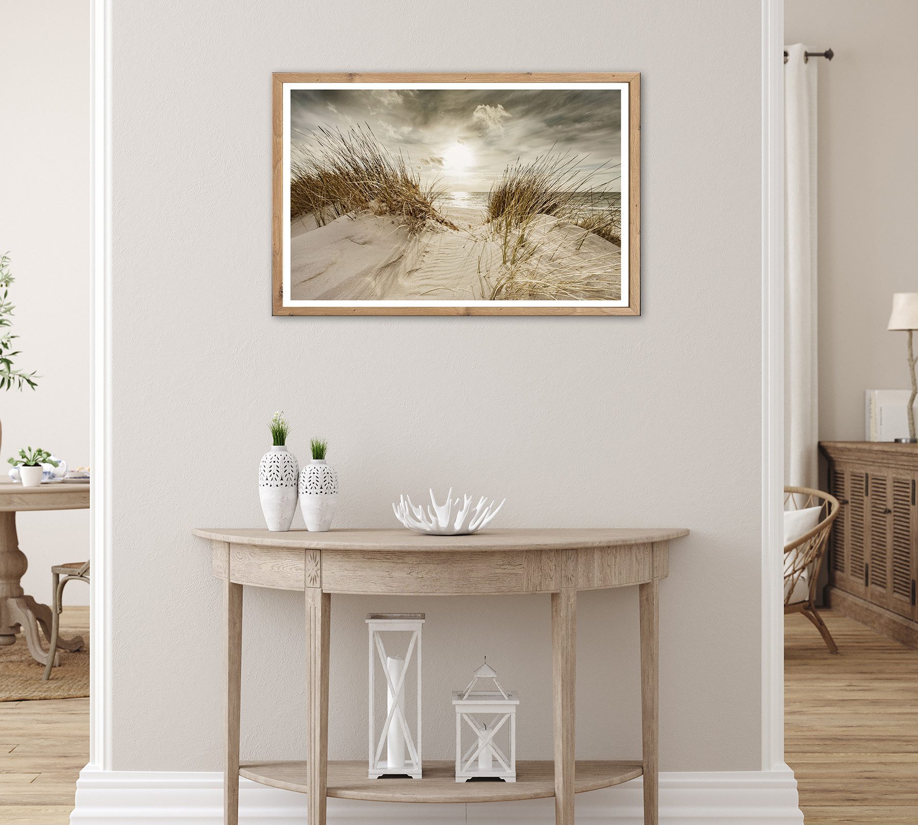 Bönninghoff Bild mit Rahmen Wandbild gerahmt STRANDSONNE 50x70 cm – Maritime Wanddeko Dünen, Düne, Gräser, Küste, Landschaft, Meer, Natur, Sonnenaufgang & -unte – Bild 4 von 5