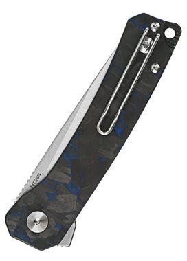 Battle Merchant Taschenmesser QSP Osprey Einhandmesser mit 14C28N Stahl und G10- / Carbongriff Blau, (1 St), Rostfreie Klinge