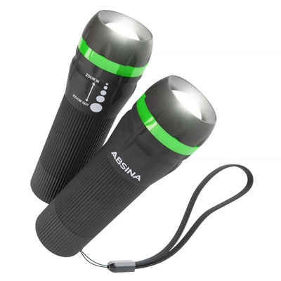 ABSINA LED Taschenlampe 2x LED Taschenlampe Mini Handlampe Leuchte Batterie fokussierbar (2-St)