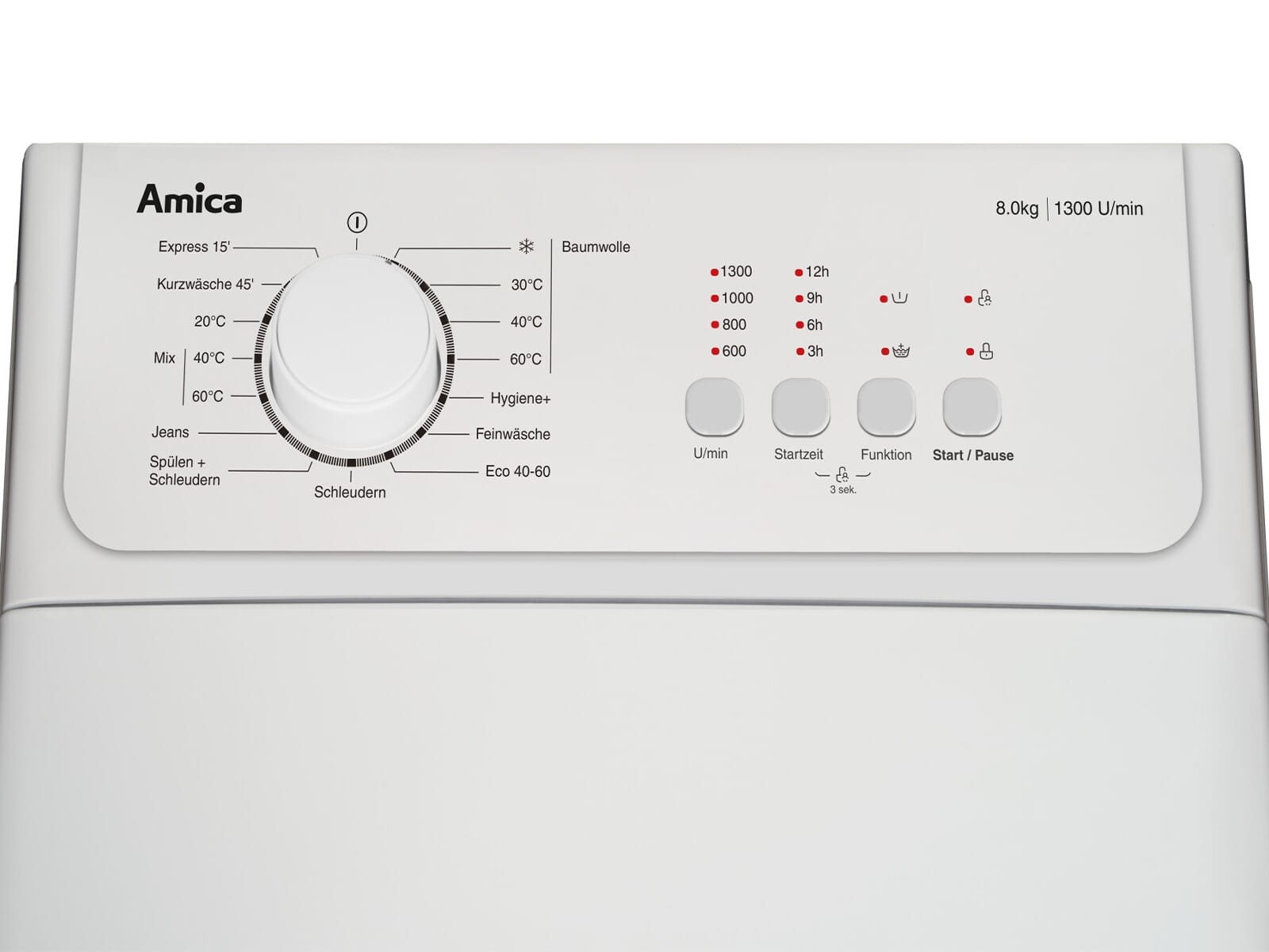 Amica Waschmaschine Toplader 1194253, 8 kg, 1300 U/min
