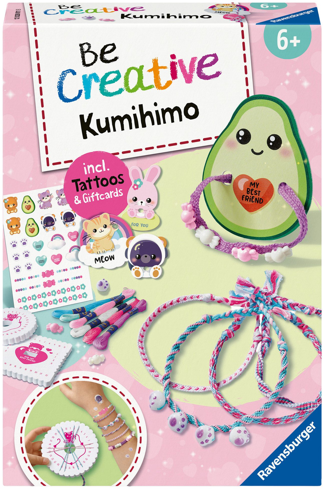 Ravensburger Kreativset BeCreative Midi, Freundschaftsbändchen Kumihimo & Tattoos Kawaii, Made in Europe