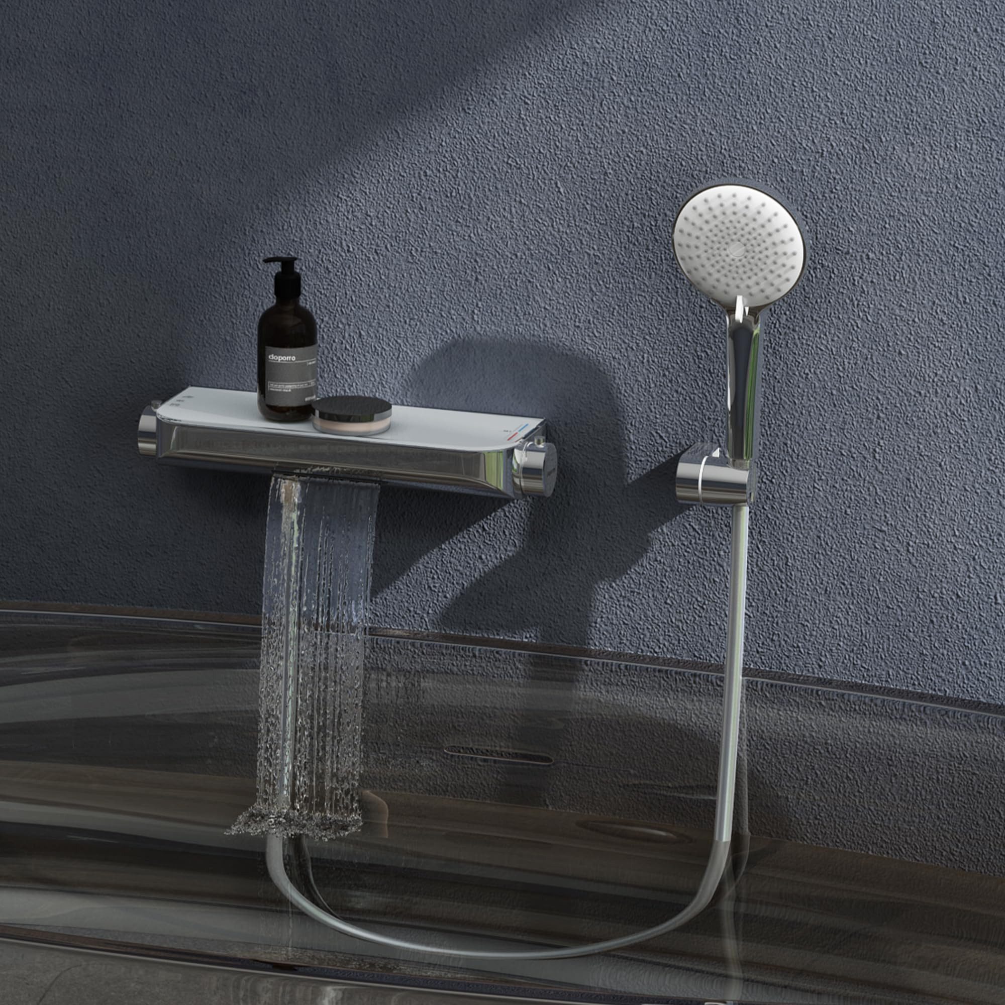 doporro Wannenarmatur Badewannenarmatur mit Handbrause Armatur mit Dusche Duschsystem8