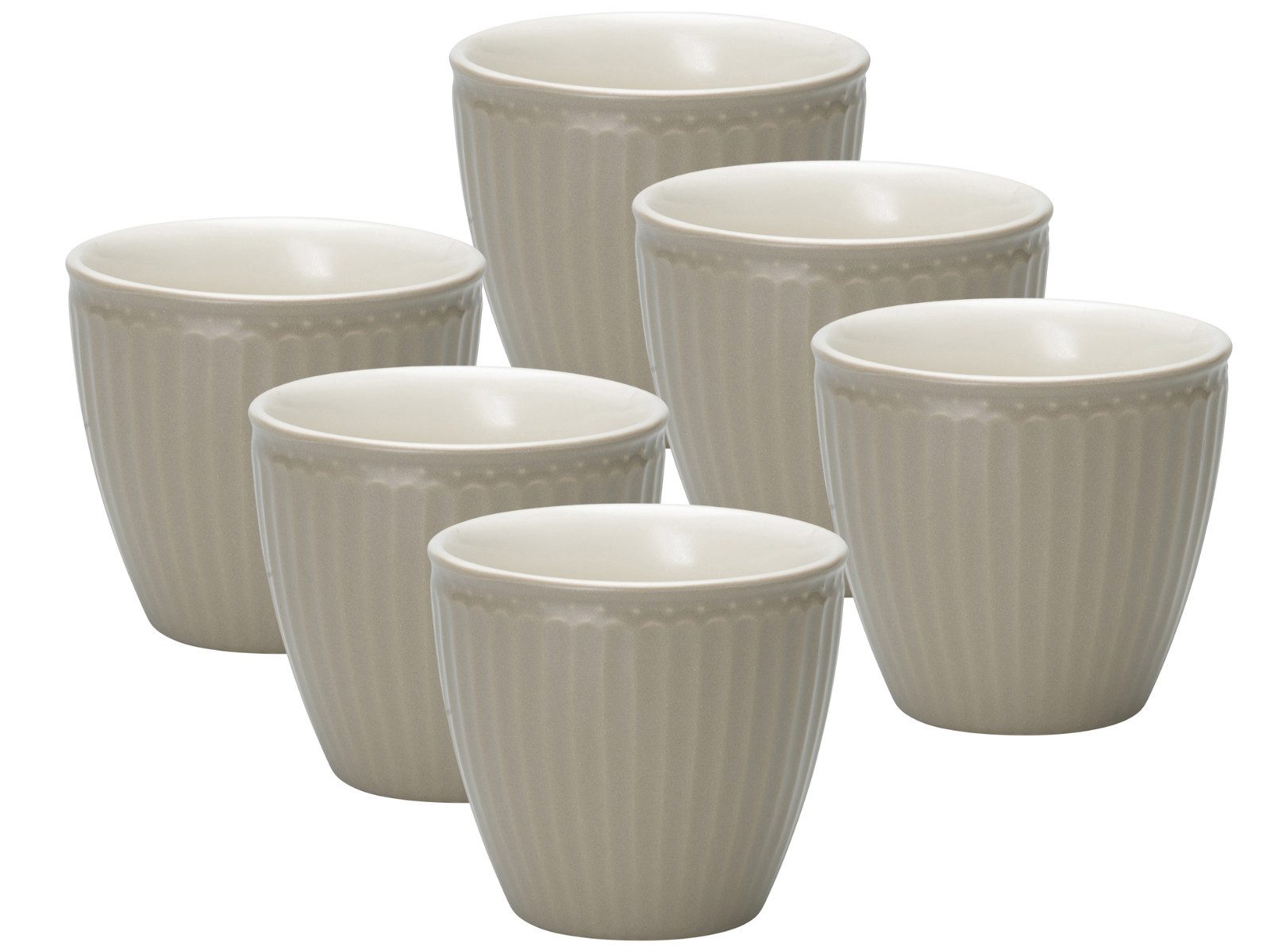 Greengate Geschirr-Set Alice Latte Cup warm grey 0,3 l Set6, Porzellan
