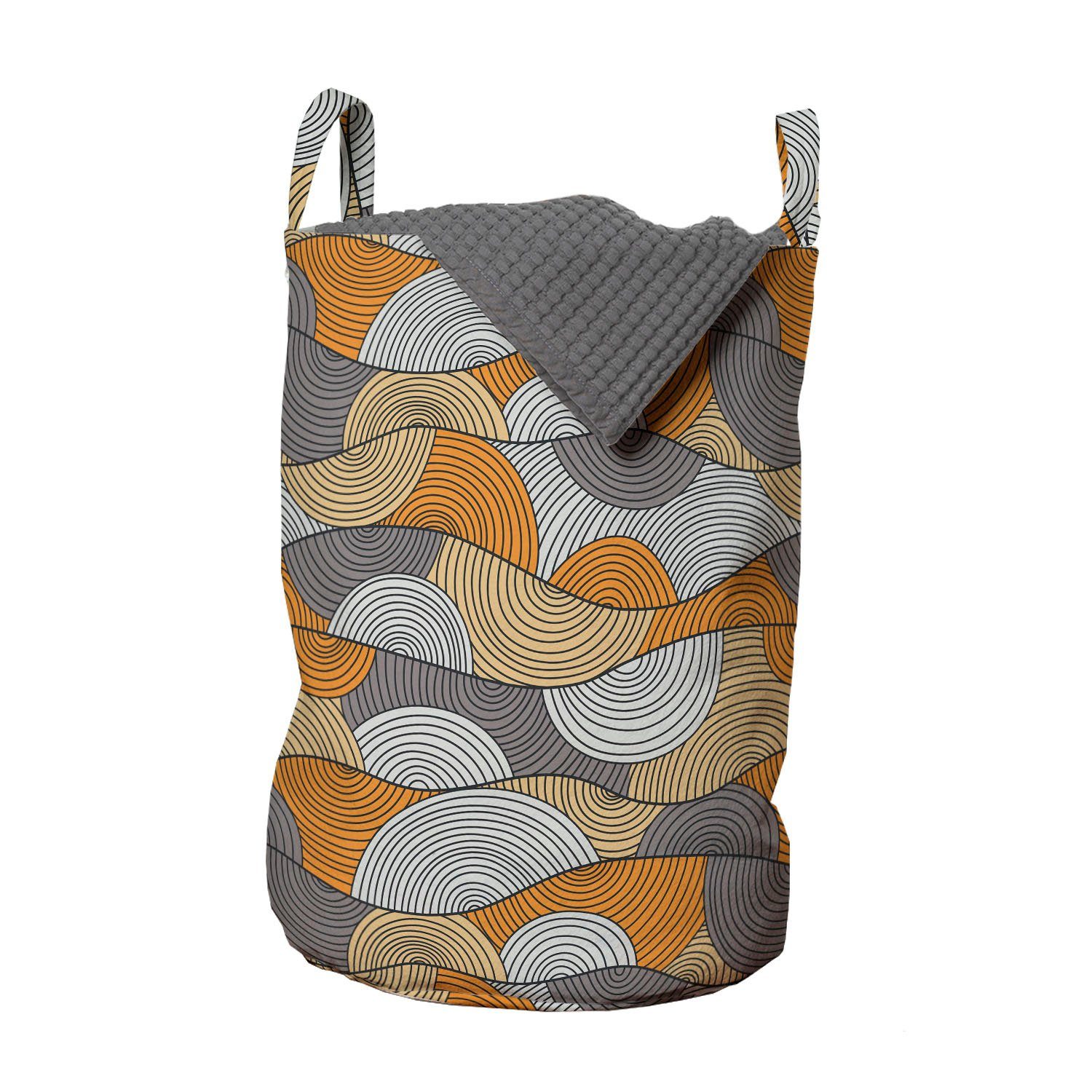 Abakuhaus Wäschesäckchen Wäschekorb mit Griffen Kordelzugverschluss für Waschsalons, Wellen Zusammenfassung von Hand gezeichnet Kurven