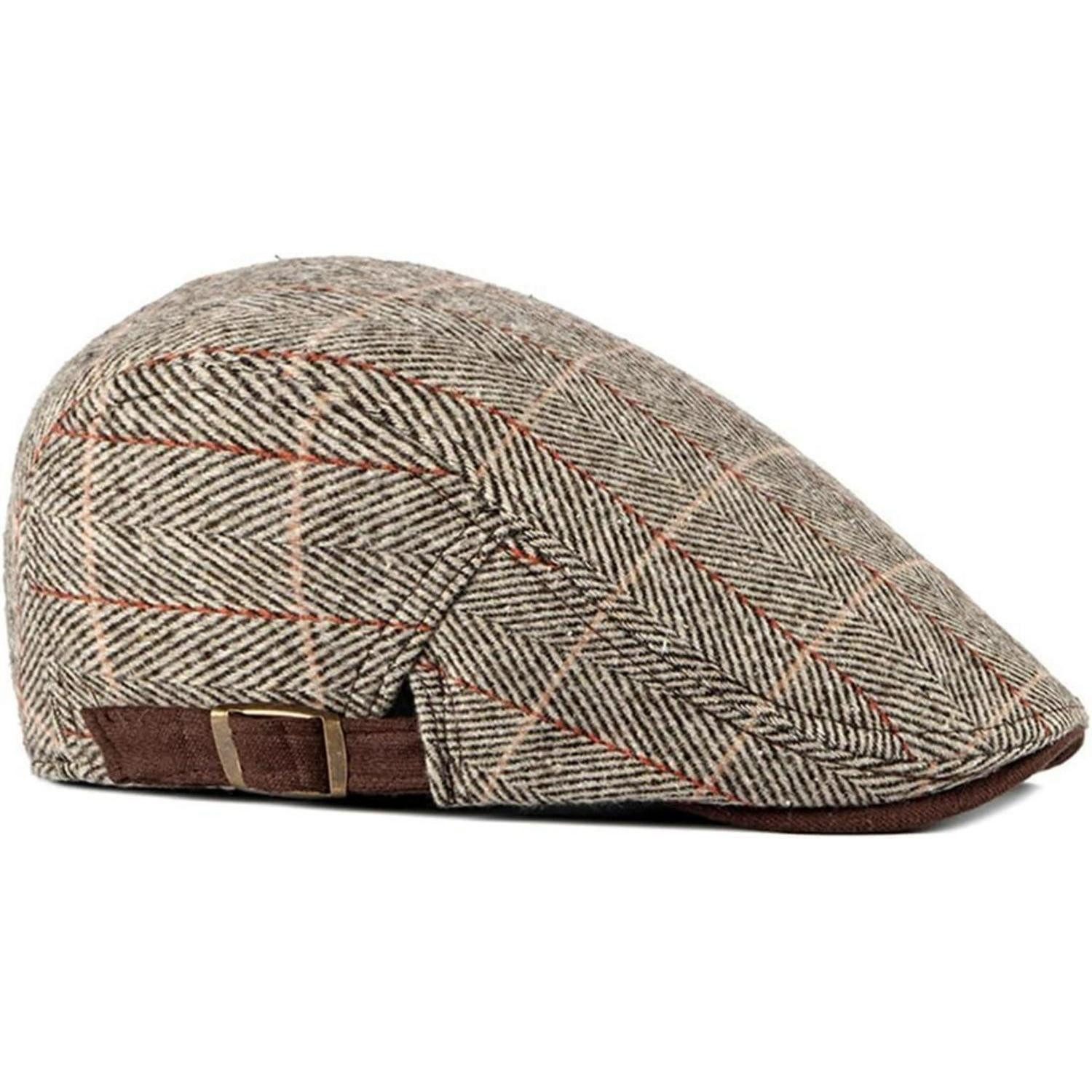 LuxusKollektion Schiebermütze Schiebermütze Herren Tweed Flatcap Verstellbar M-L B1# Kaffee