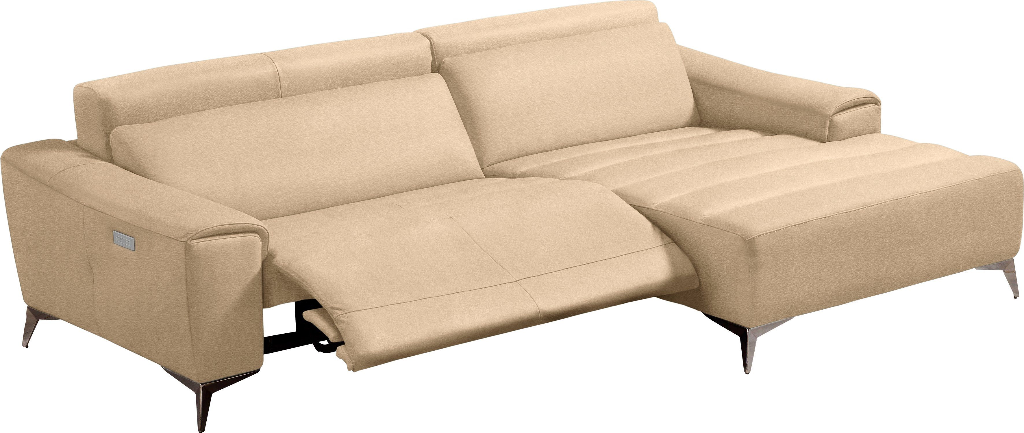 Egoitaliano Ecksofa Suzette, Designsofa mit hohem Sitzkomfort, mit Recamiere, inkl. 1 elektronischen Relaxfunktion, L-Form