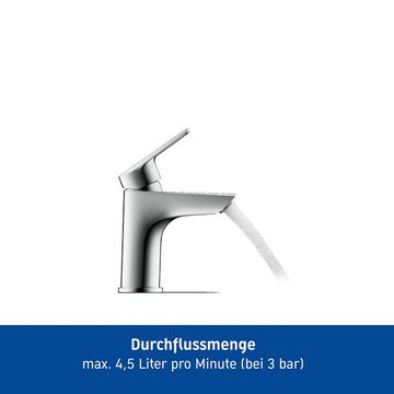 Duravit Waschtischarmatur Duravit No.1 Waschtischmischer, Größe S, mit Zugstangen-Ablaufgarnitur mit FreshStart und AirPlus, Ausladung 10 cm, Chrom