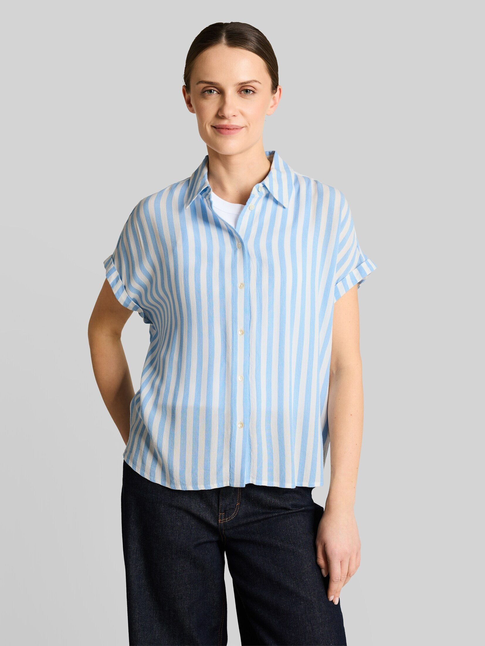 TOM TAILOR Kurzarmbluse Blusen & Shirts Loose Fit Bluse mit Streifen