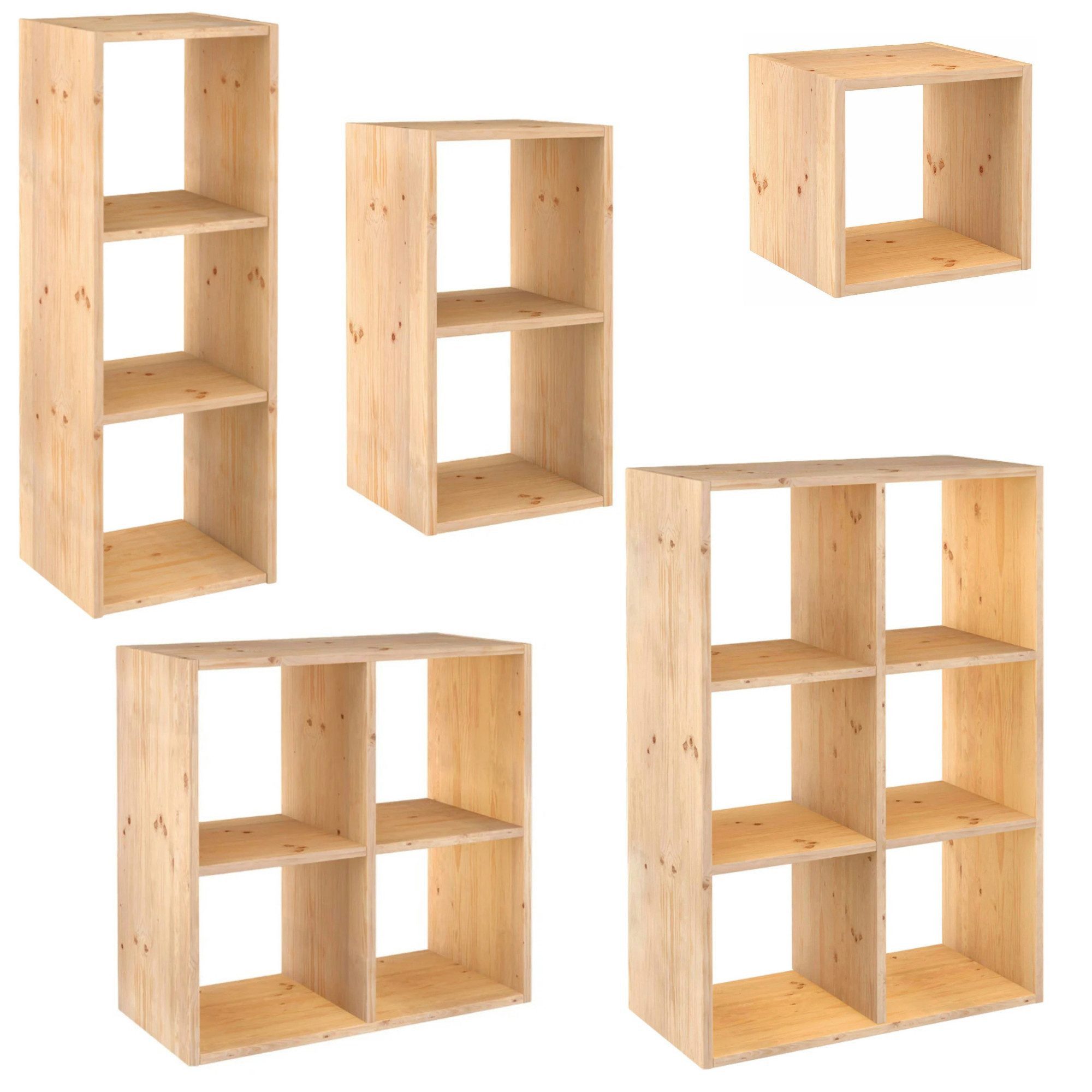 Astigarraga Kit Line Standregal Vollholz-Würfelregal - Dinamic, Bücherregal günstig online kaufen