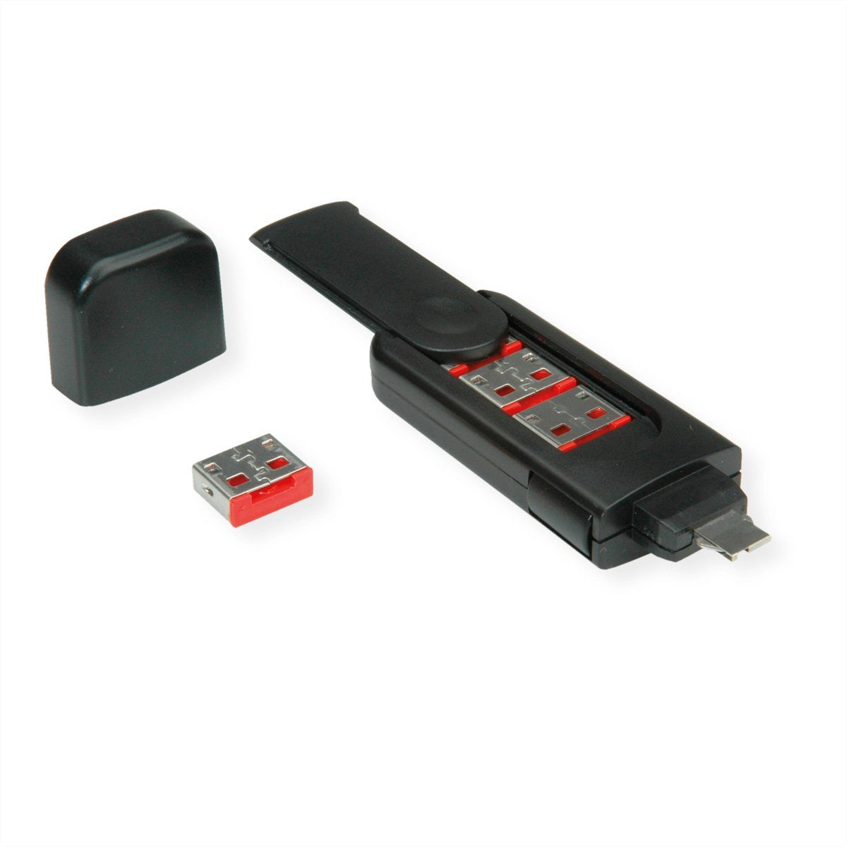 ROLINE USB Typ A Port Blocker, 4x Schloss und 1x Schlüssel Adapter