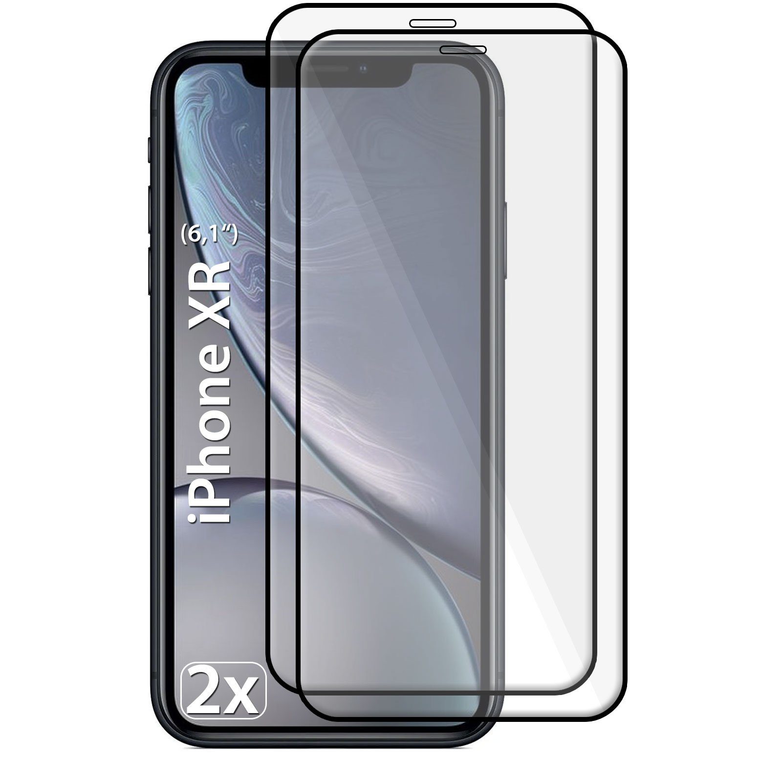 Dooloo Schutzfolie 2x Ultraglas HD Panzerglas für iPhone XR, (Spar-Set,  2-St), Fullcover 9D Panzerfolie