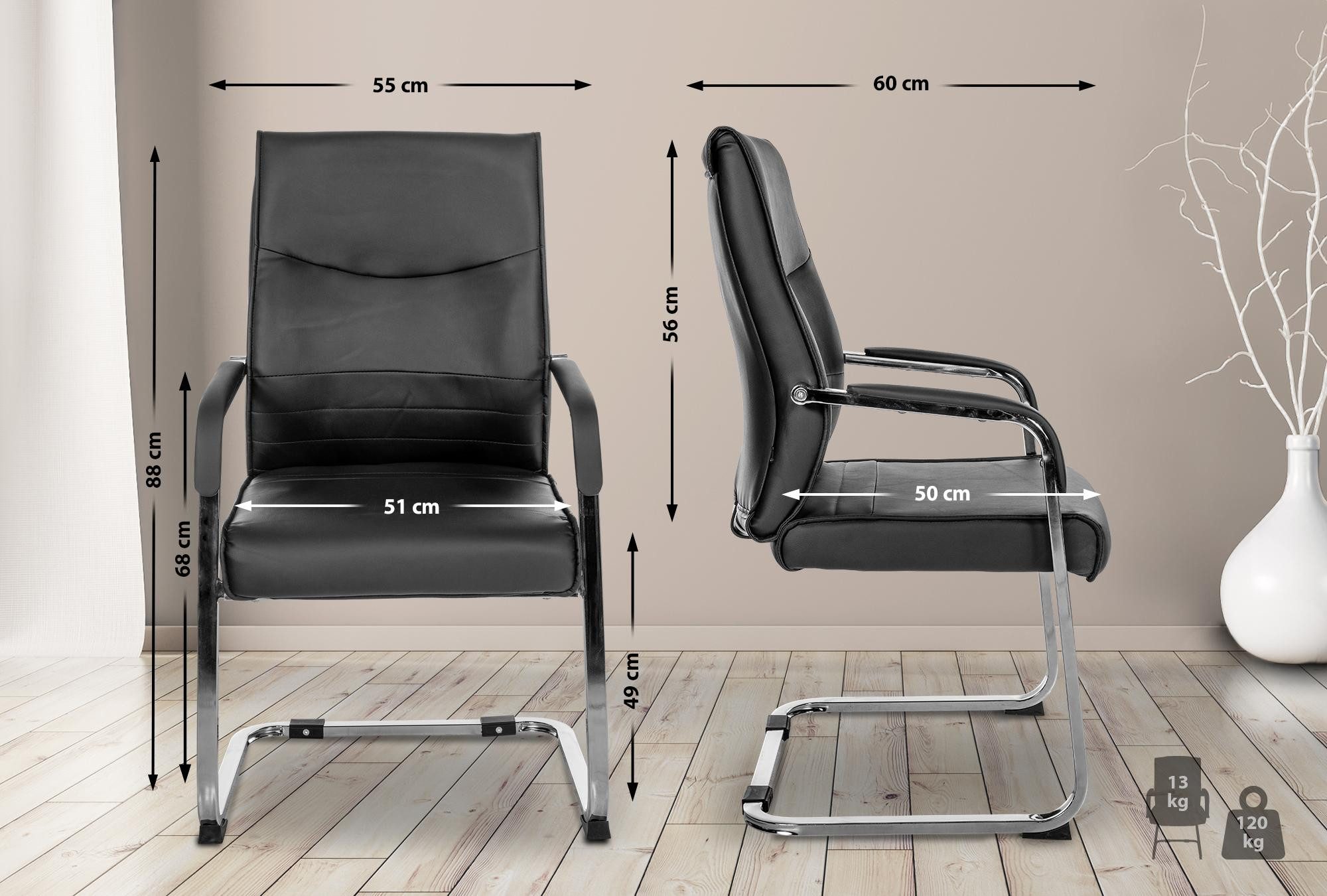 TPFLiving Besucherstuhl Haarlem (Freischwinger mit Polsterung und ergonomis günstig online kaufen