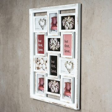 Levandeo® Bilderrahmen Collage, levandeo Bilderrahmen Weiß Collage 52x67cm 12 Fotos 10x15 Shabby