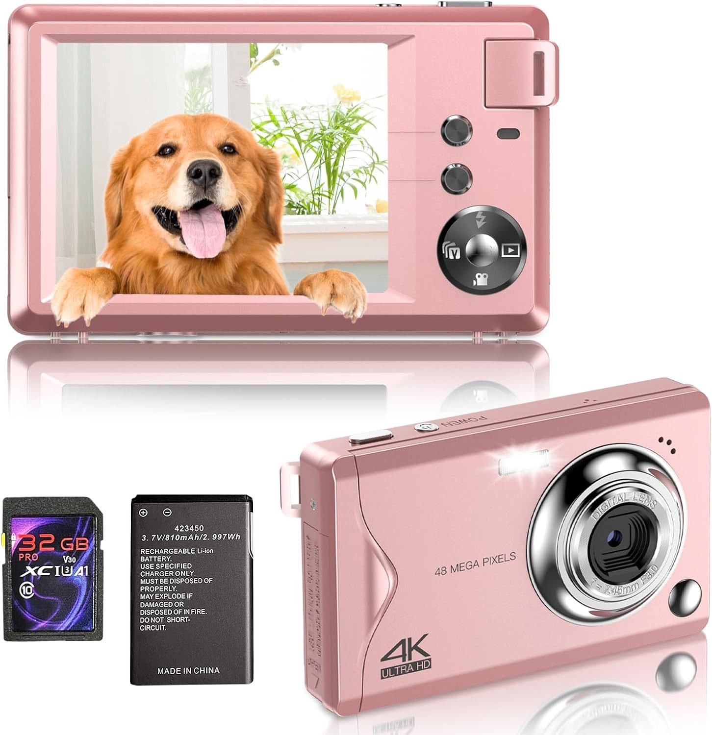 Fine Life Pro Kompaktkamera (48 MP, 16x Digitalzoom, Elektronischer Bildstabilisator, 4K HD 1080P Fotokam)