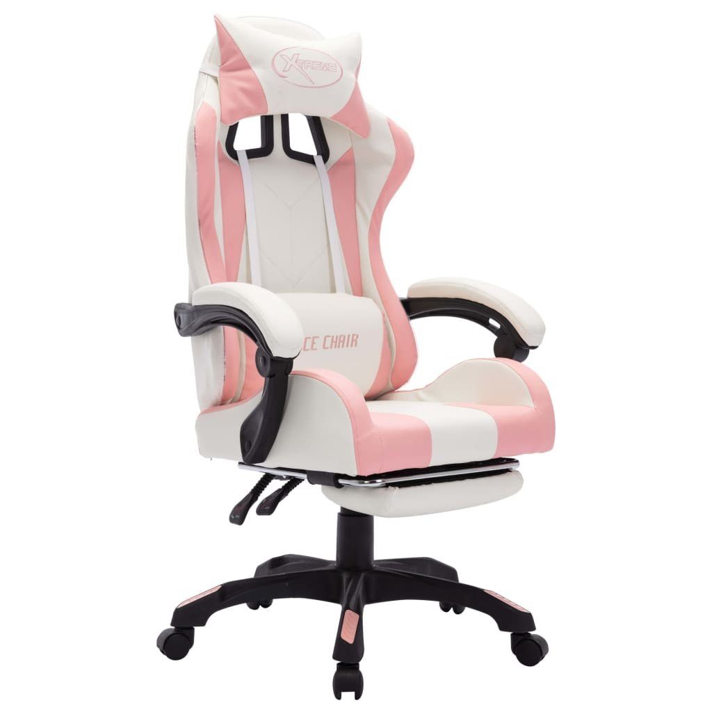 vidaXL LED-Leuchten Rosa RGB mit und Rosa Gaming-Stuhl (1 St) und Weiß Weiß | Bürostuhl und Rosa Weiß Kunstleder