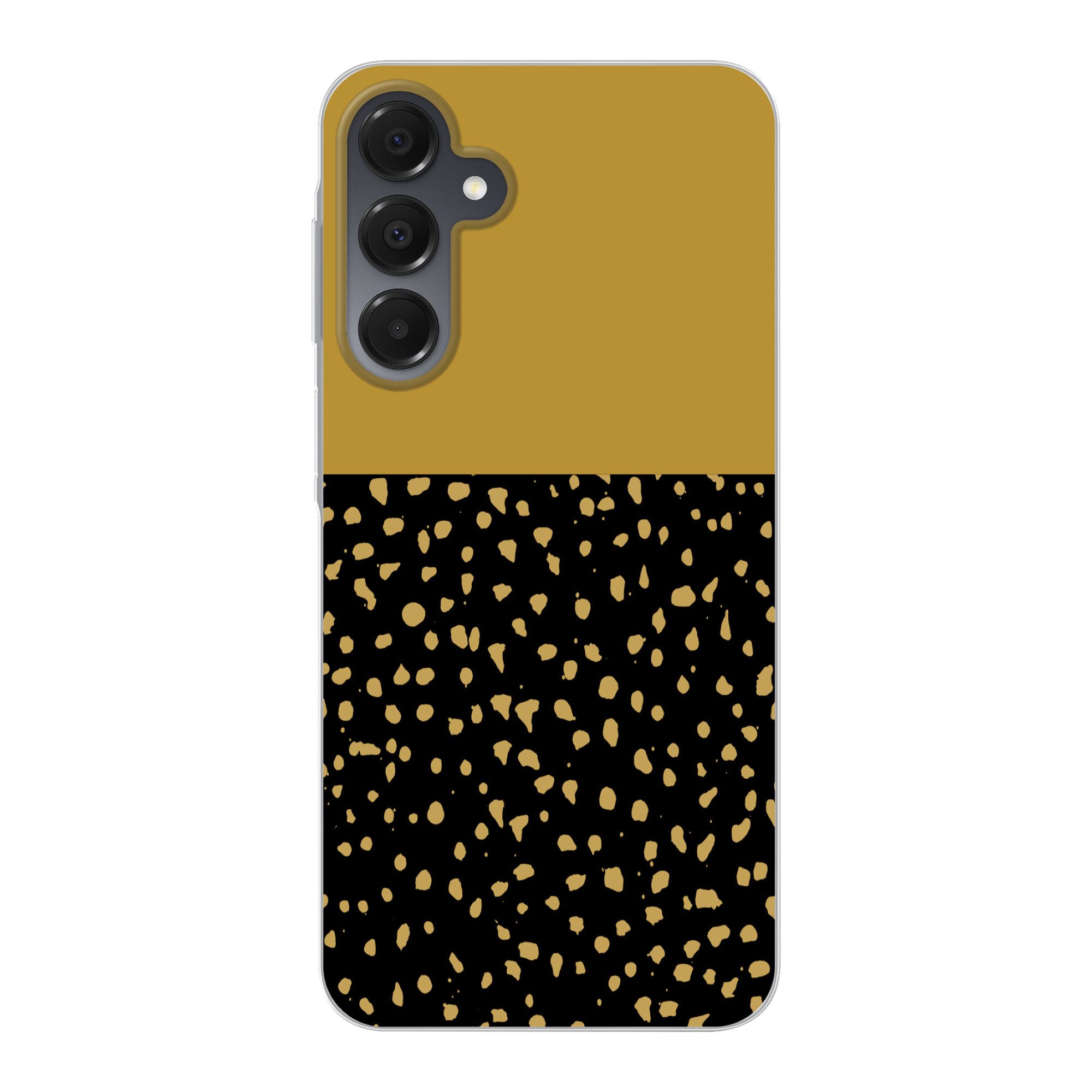 MuchoWow Handyhülle für Samsung Galaxy A16 5G Polka dots - Ockergelb - Schwarz, Phone Case, Silikon, Schutzhülle Dünn
