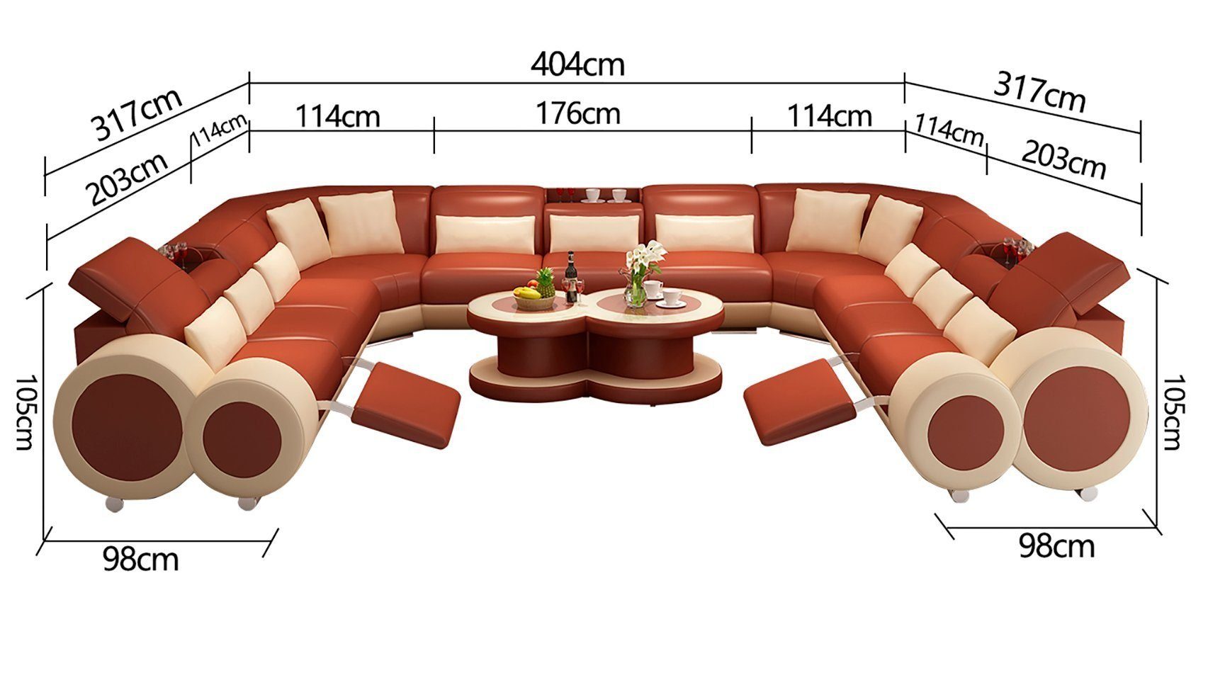 JVmoebel Ecksofa, Ledersofa Couch Wohnlandschaft Ecksofa Eck Design Modern Sofa G8035B