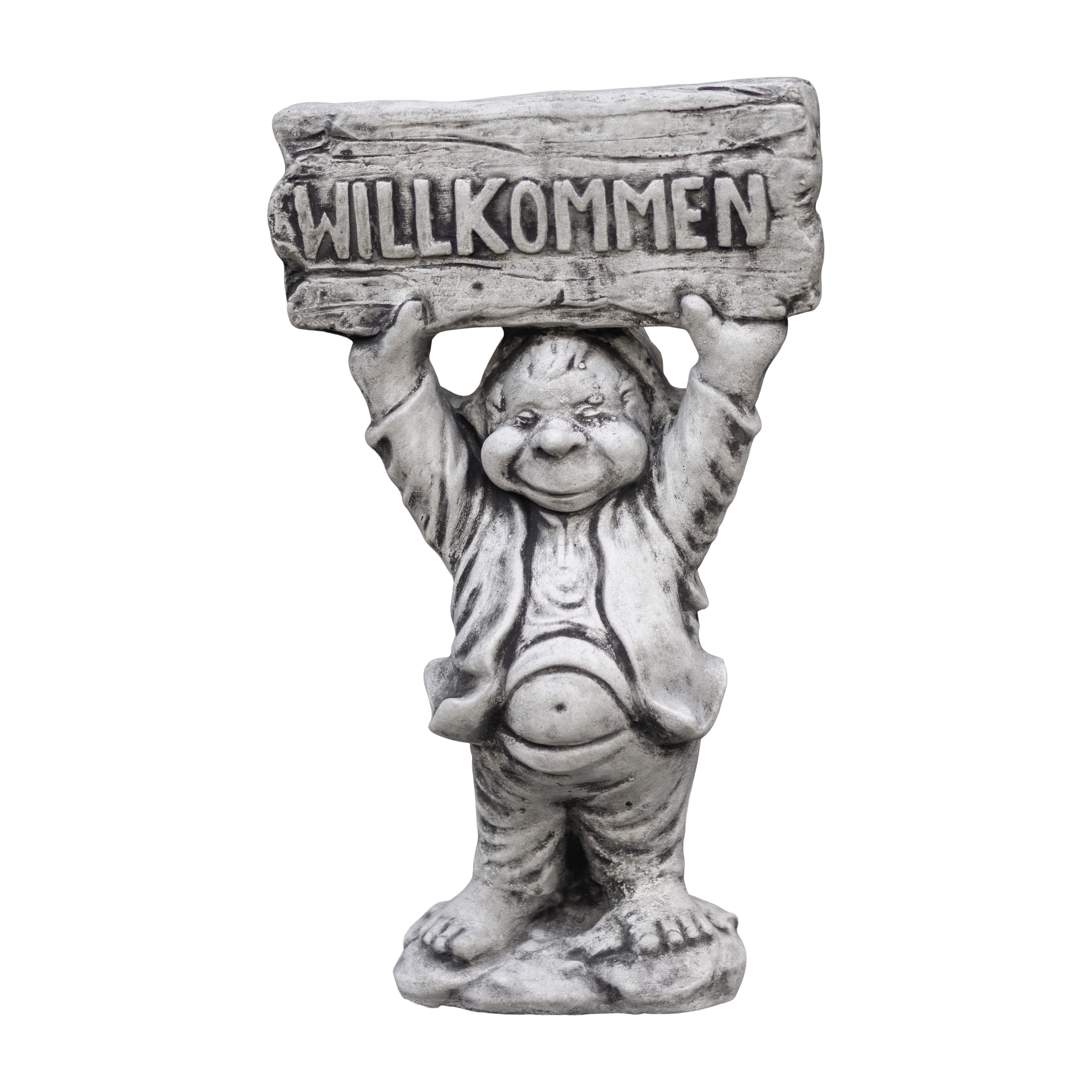 gartendekoparadies.de Gartenfigur Gnom,Willkommen'', Steinfigur, H. 52 cm, 14 kg, Frostsicher
