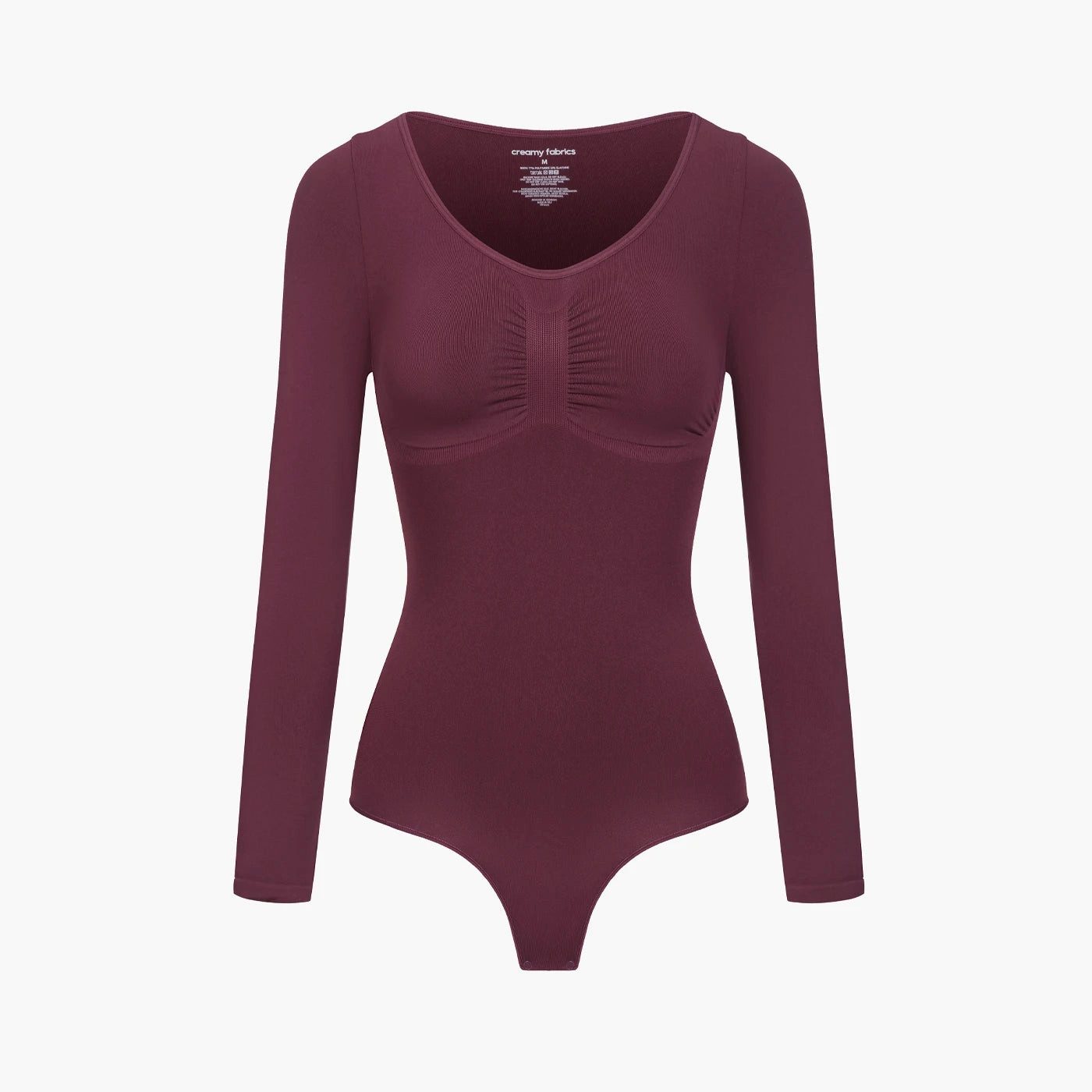 cfab Shaping-Body Bodysuit Sculpting Shapewear Longsleeve mit String-Burgundy-XS (1-tlg)