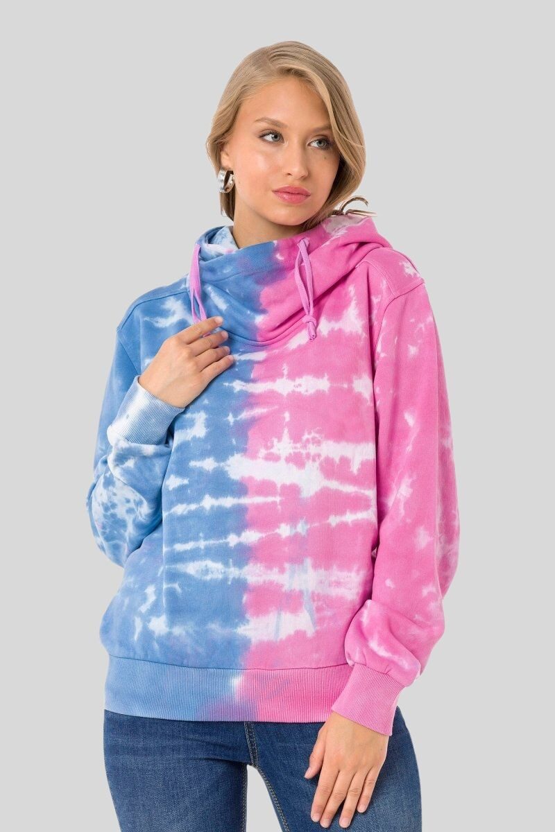 Cipo & Baxx Sweatshirt SWEATSHIRT (1-tlg) zweifarbigen Batik-Look