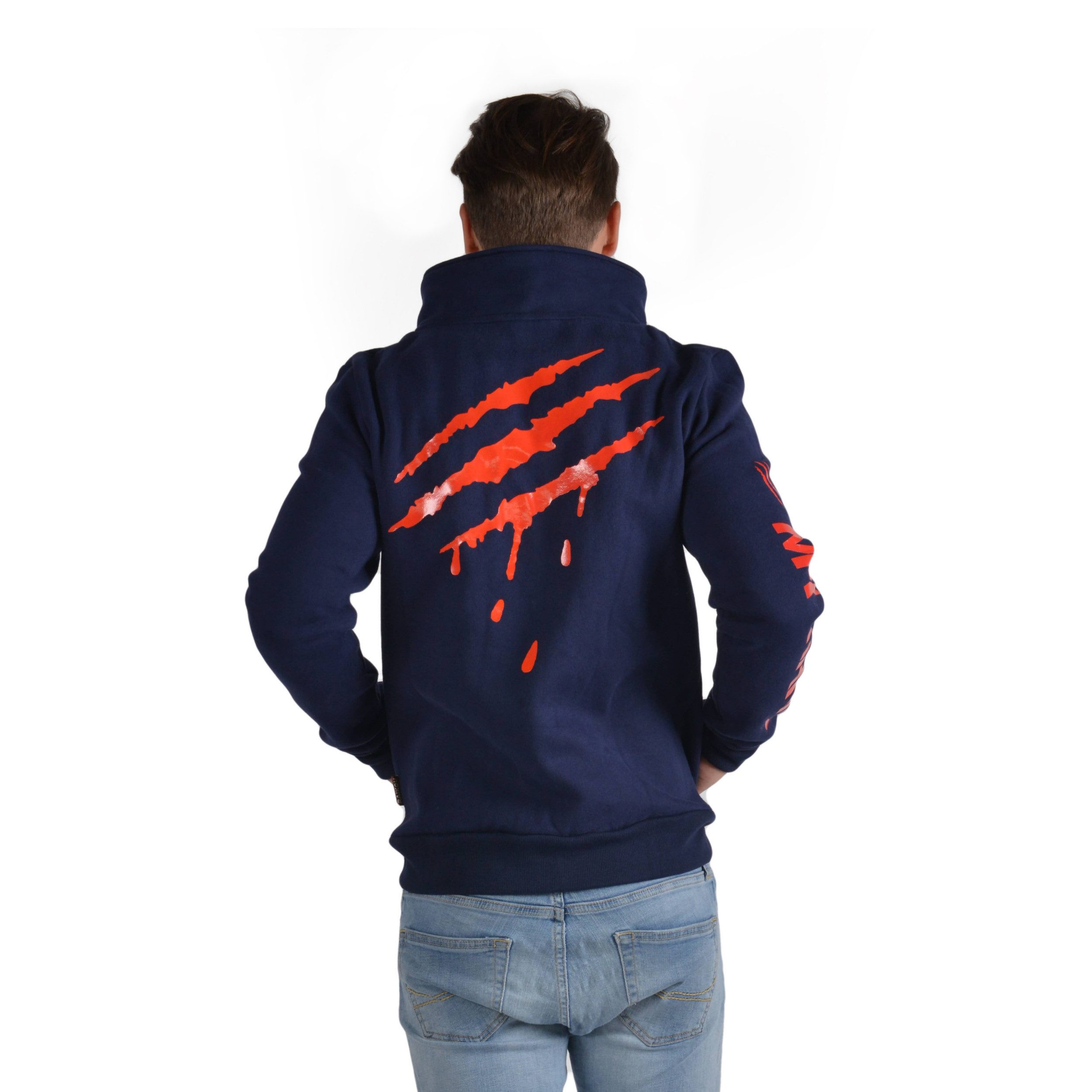 M-Diamant Hoodie Pullover Winterjacke Sweatjacke mit Schalkragen Rückenprin günstig online kaufen