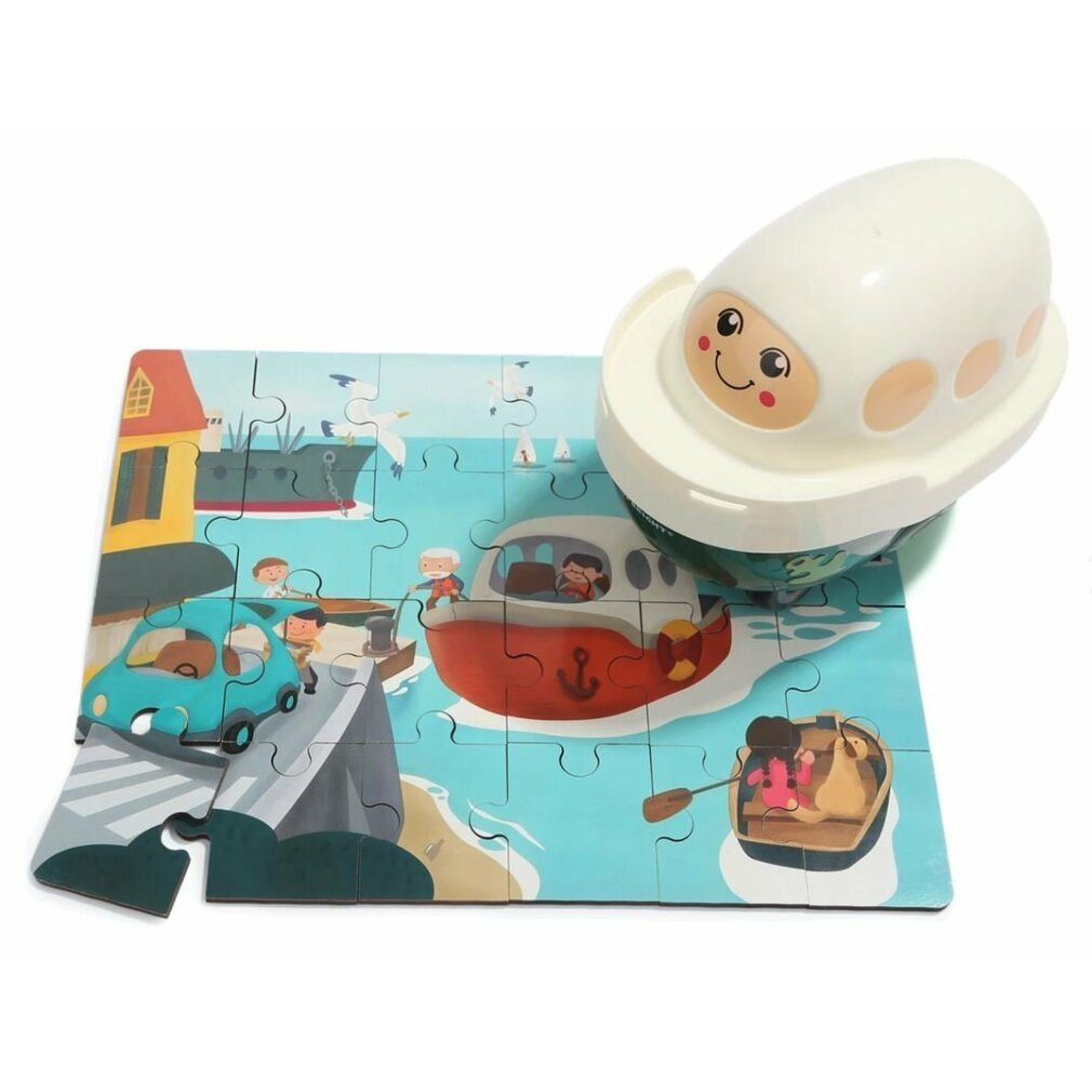 Topbright Puzzle Holzpuzzle Hafen mit Dampfschiff, 24tlg., Puzzleteile