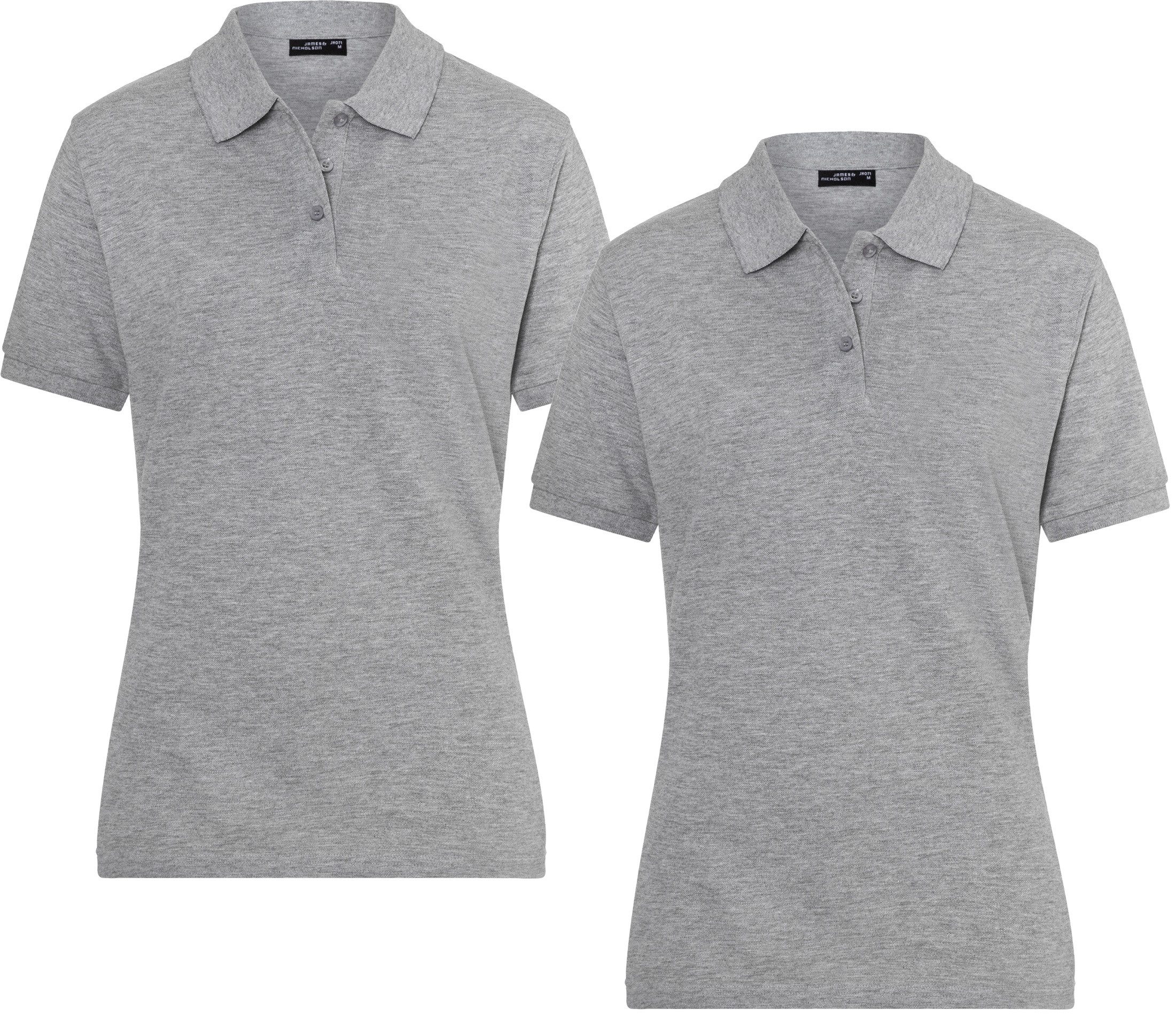 James & Nicholson Poloshirt Doppelpack Feines Damen Piqué-Poloshirt mit gestrickten Bündchen JN071 (Doppelpack, 2er-Pack) Sportlicher Schnitt mit Seitenschlitzen