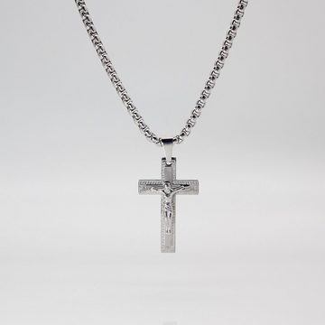 ELLAWIL Kreuzkette Edelstahlkette Kette mit Kreuz Anhänger Halskette Kreuzschmuck (Kettenlänge 54 cm, Edelstahl), inklusive Geschenkschachtel