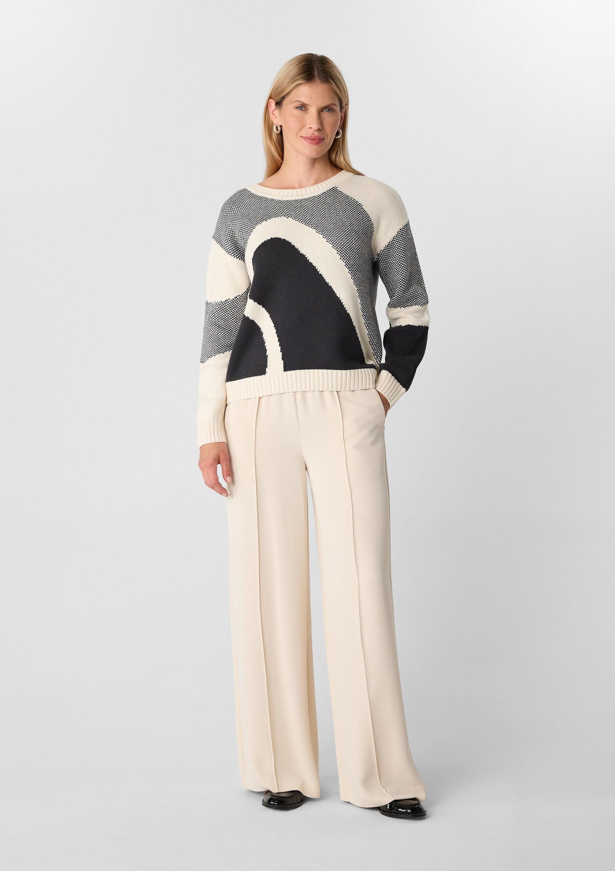 comma Longpullover Strickpullover Pullover mit Intarsienmuster