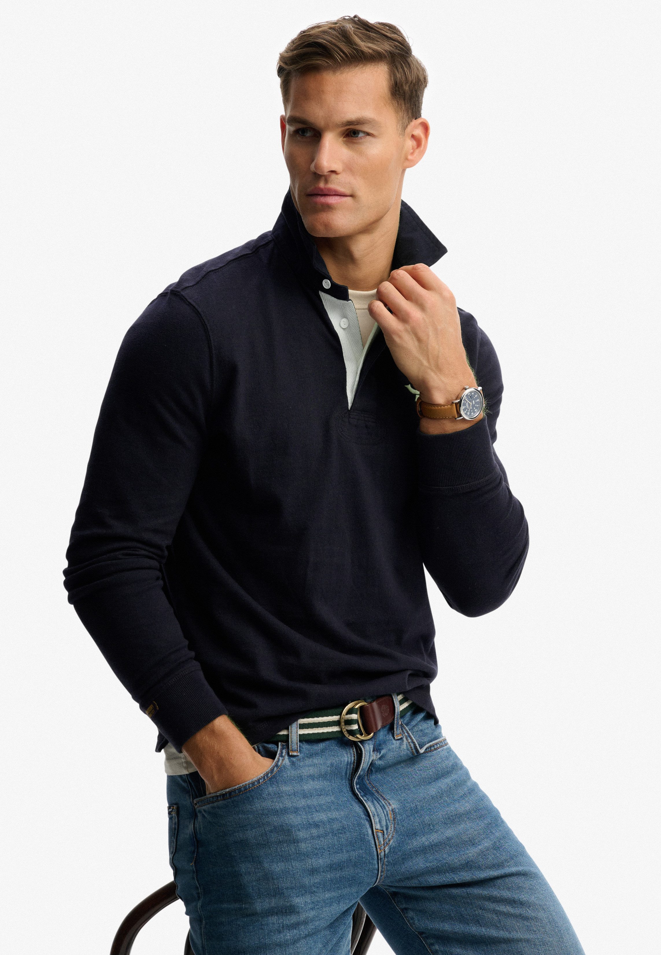 Superdry Langarmshirt VINTAGE ATHLETIC RUGBY Baumwolle, relaxed fit – Bild 3 von 5