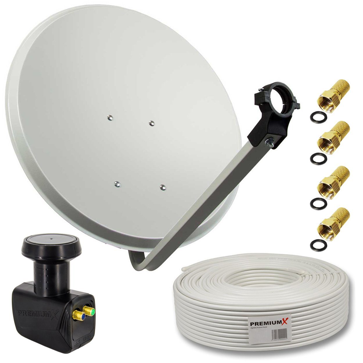 SAT Anlage 60cm Antenne Twin LNB 30m Kabel 4x F-Stecker SAT-Antenne