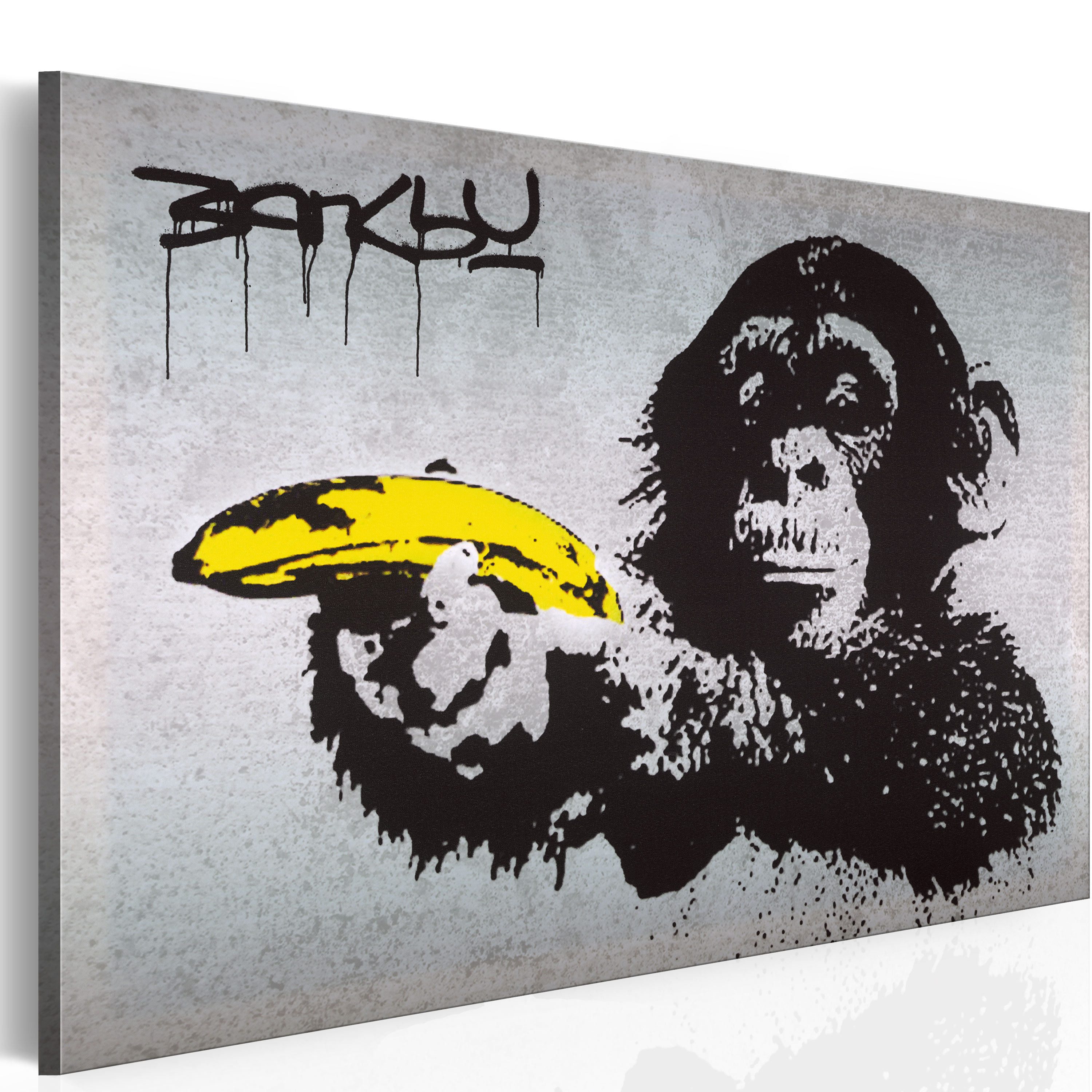 Artgeist Wandbild Halt oder der Affe schießt! (Banksy)