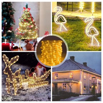 Clanmacy LED-Lichterkette 10M lichtschlauch Beleuchtung Warmweiß Party Garten Außen Deko Weihnachtsdeko
