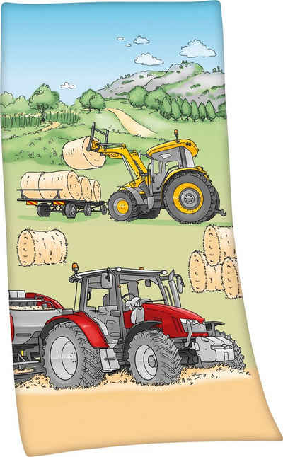 Herding Young Collection Badetuch Traktor, Velours (1-St), hochfarbig bedruckt