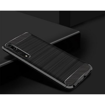CoolGadget Handyhülle Carbon Handy Hülle für Huawei P20 Pro 6,1 Zoll, robuste Telefonhülle Case Schutzhülle für P20 Pro Hülle