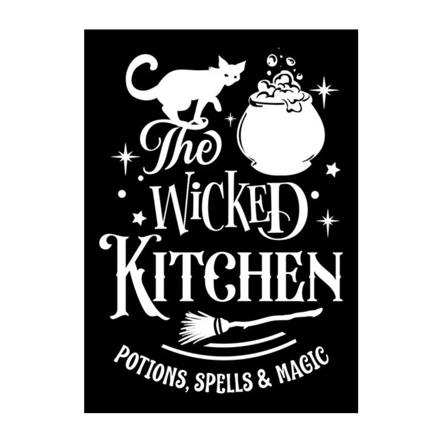 TPFLiving Kunstdruck OHNE RAHMEN, Magische Hexenkunst mit Katze und Trank - (Leinwandbild XXL), Farben: Farben: Schwarz, WeißGröße: 20x30cm