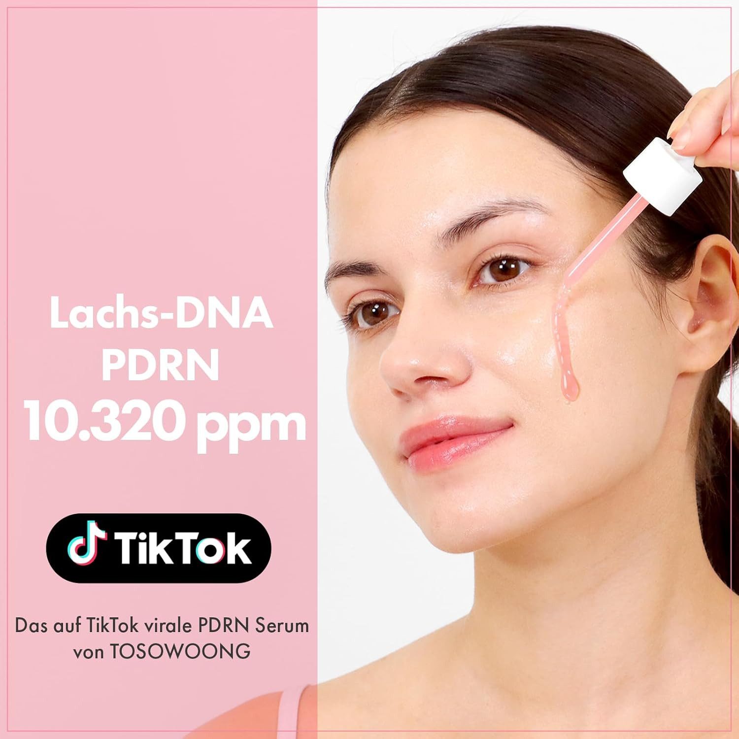 TOSOWOONG Gesichtsserum Pink Peptide 12 PDRN – 33 ml Sorgt für ein ebenmäßiges Hautbild und spendet intensive Feuchtigkeit, Korean Skincare mit PDRN & Peptiden
