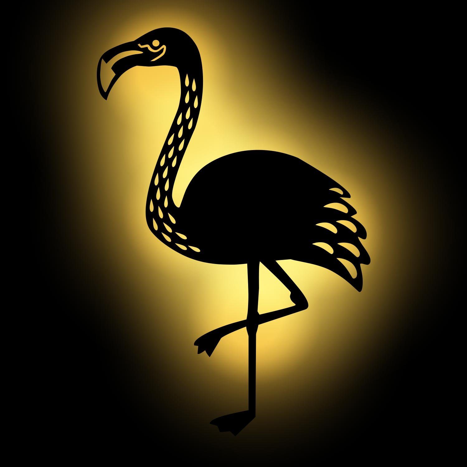 Schwarz Flamingo Ohne LED Holz Wandlampe, Nachtlicht Warmweiß Flamingo Deko Kinder, fest LED integriert, Wand Lampe Nachtlicht Zugschalter/Stern, Namofactur