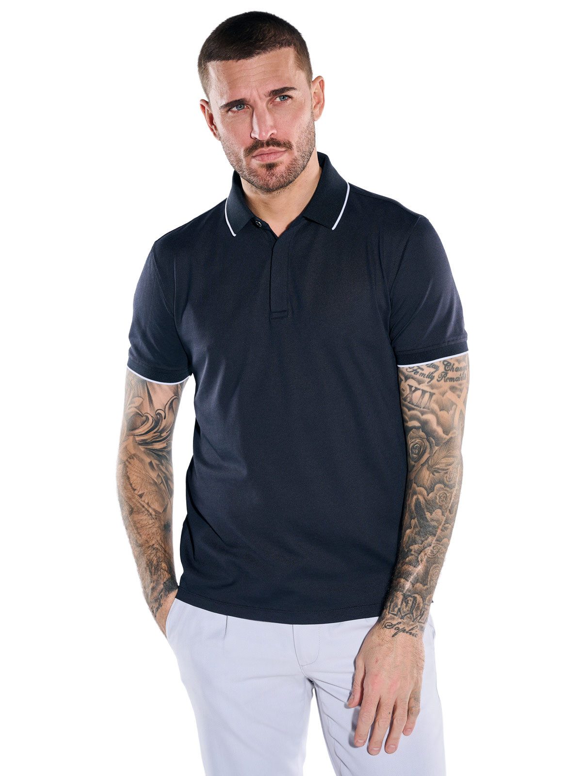 emilio adani Poloshirt Herren Poloshirt aus Funktionsware, Saphirblau