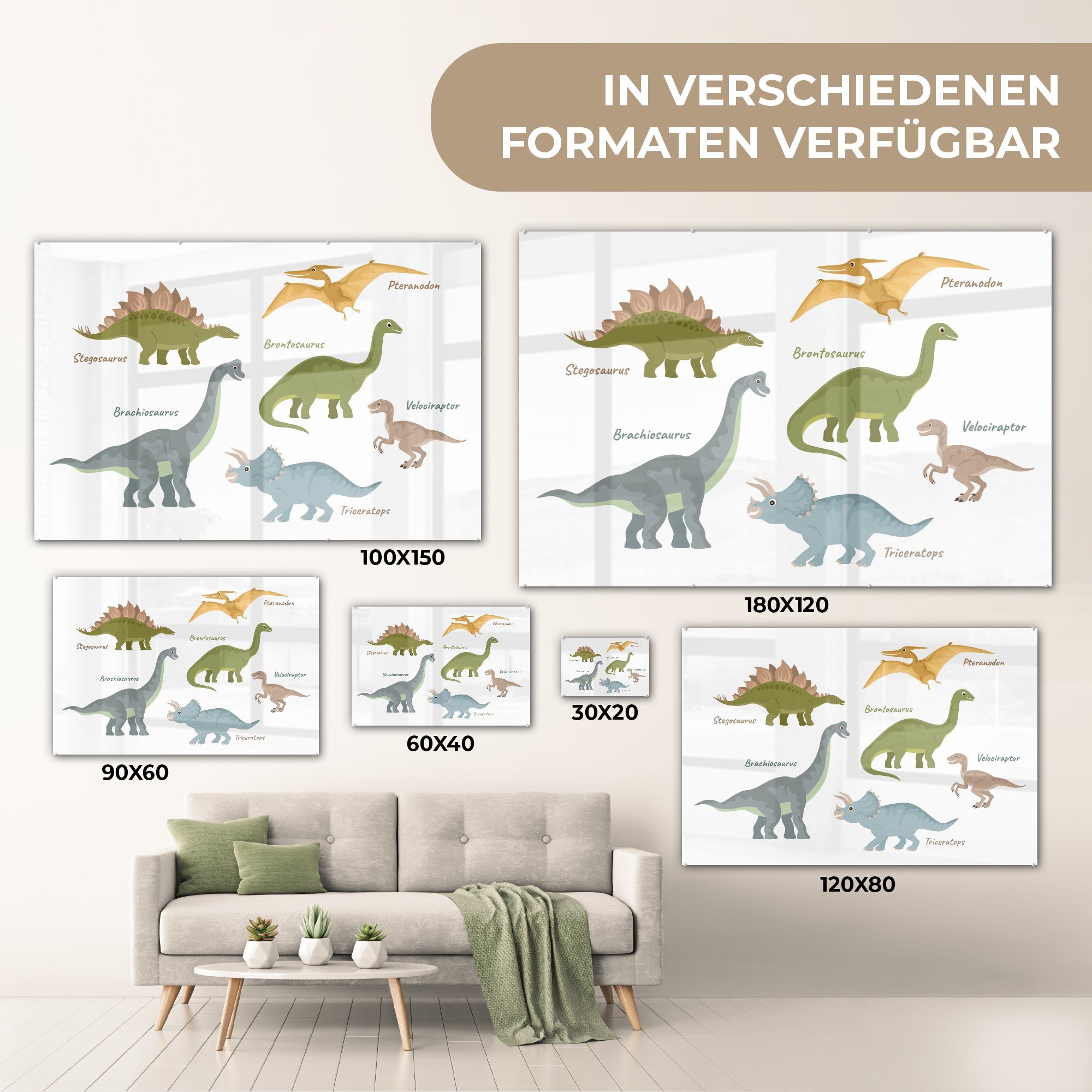 Acrylglasbilder Dinosaurier Jura Schlafzimmer - Acrylglasbild Kinderzimmer, & MuchoWow Wohnzimmer (1 - St),